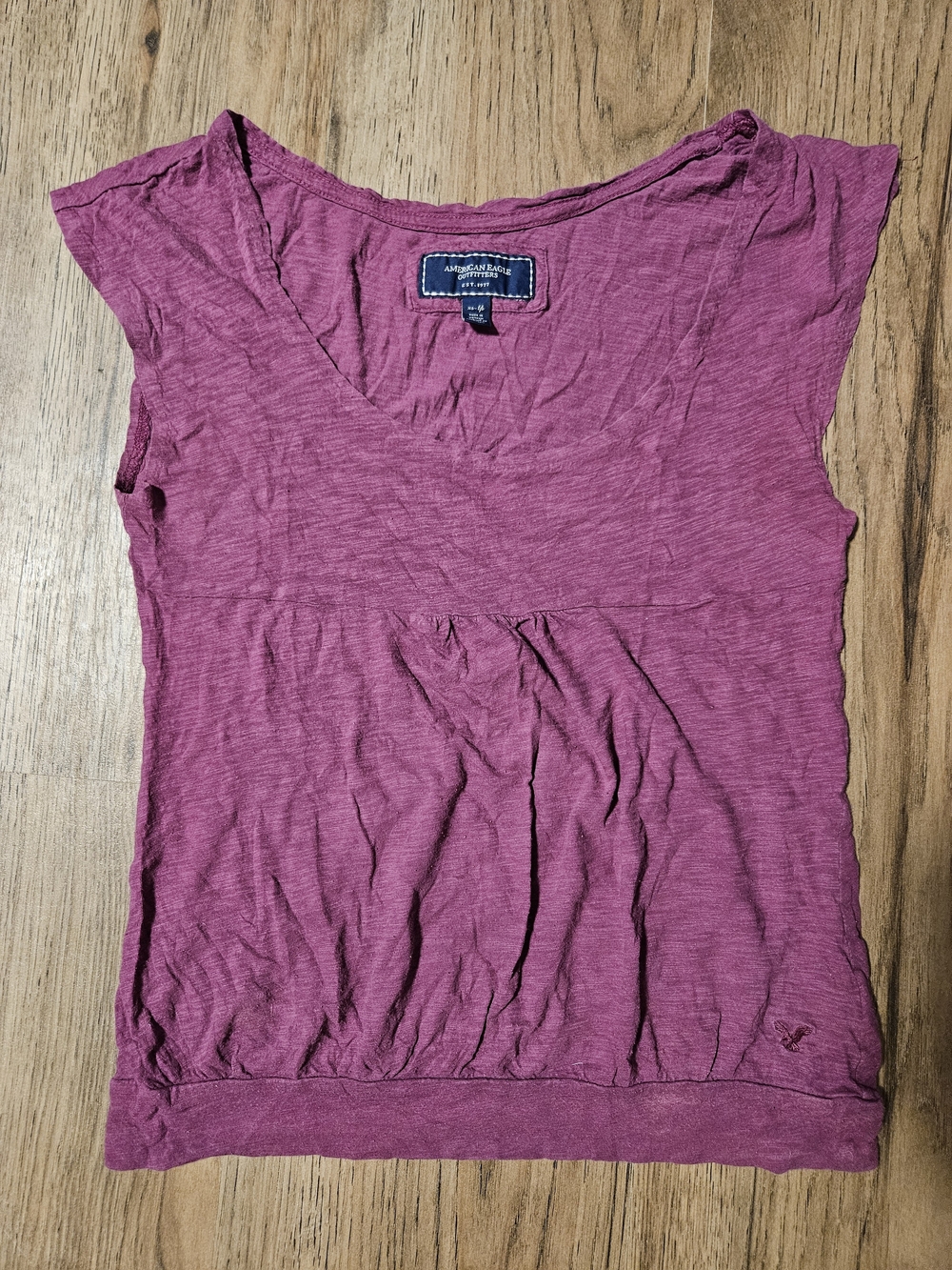 American Eagle Outfitters Classic Women's Cap Sleeve Scoop Neck Top - Magenta
